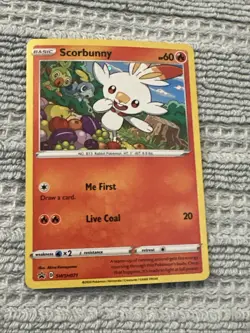 Scorbunny SWSH071 Black Star Promo Sword & Shield Pokemon TCG NM Galaxy HD Swirl - Image 1