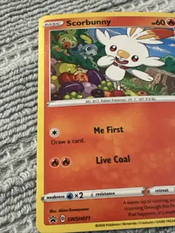 Scorbunny SWSH071 Black Star Promo Sword & Shield Pokemon TCG NM Galaxy HD Swirl - Image 3