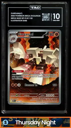 2025 POKEMON MEGA EVOLUTION - MEG EN #147/132 GARGANACL ILLUSTRATION RARE TAG 10 - Image 1