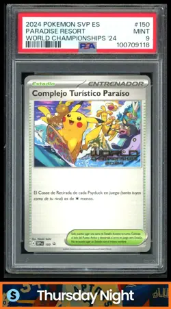 2024 POKEMON WORLD CHAMPIONSHIPS '24 SVP SPANISH #150 PARADISE RESORT PSA 9 - Image 1