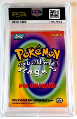 1999 TOPPS POKEMON CHARIZARD #E6 PSA 7 MOVIE 1ST EDITION BLUE LOGO - Image 2