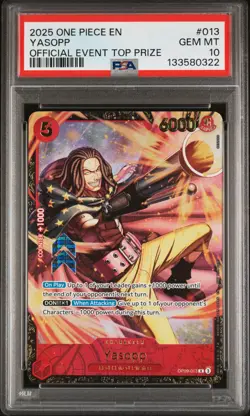 2025 ONE PIECE PROMOS OFFICIAL EVENT TOP PRIZE #013 YASOPP PSA 10 - Image 1