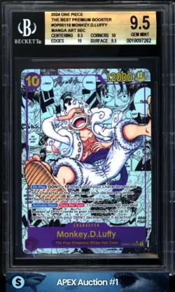 2024 ONE PIECE THE BEST PREMIUM BOOSTER MONKEY D. LUFFY MANGA ALT ART BGS 9.5 - Image 1