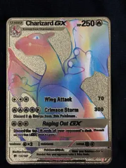 Pokemon Charizard GX Gold Metal Card Collectible Display - Image 1