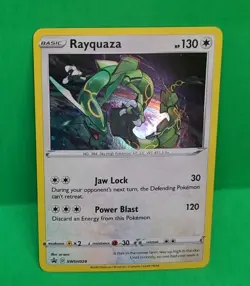 Pokemon MINT Condition Cosmos Swirl Rayquaza SWSH029 Holo Black Star Promo Card - Image 5