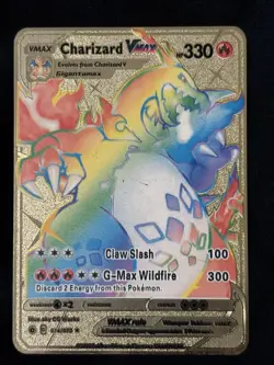 Charizard GX Rainbow Gold Metal Card Collectible Gift/Display - Image 1