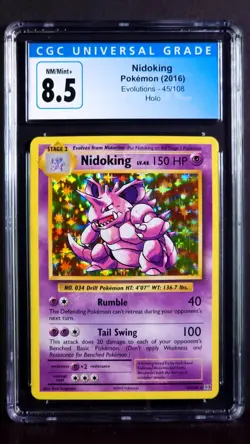 Nidoking Holo 45/108 XY Evolutions NM/Mint+ CGC 8.5 Graded Pokemon Card 2016 - Image 1