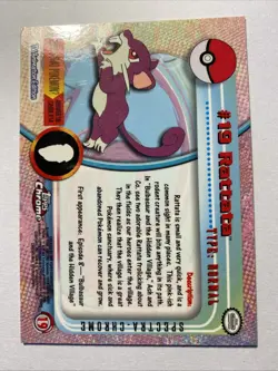 RATTATA #19 Pokemon Card TCG FOIL Topps TV Animation - Image 2
