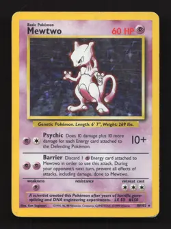 Mewtwo 10/102 Holo Rare Base Set Heavily Played Pokemon Card - Image 1
