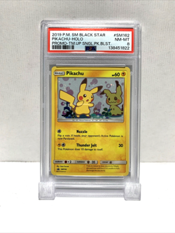 2019 POKEMON SM BLACK STAR PROMO TEAM UP SINGLE PACK BLISTERS PIKACHU-HOLO PSA 8 - Image 1