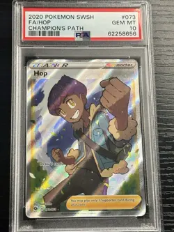 2020 Pokemon Sword & Shield Champions Path #73 Full Art Hop PSA 10 Gem Mint - Image 1