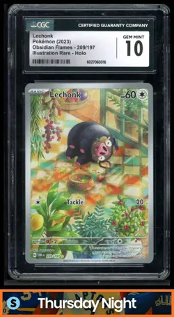 2023 POKEMON SV OBSIDIAN FLAMES - OBF #209/197 LECHONK ILLUSTRATION RARE CGC 10 - Image 1