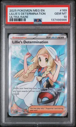 2025 Pokemon Mega Evolution Base #169 FA Lillie's Determination PSA 10 Gem Mint - Image 1