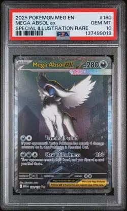 2025 Pokemon Mega Evolution Base #180 SIR Full Art Mega Absol ex PSA 10 Gem Mint - Image 1