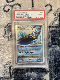 2007 POKEMON DIAMOND & PEARL #120 EMPOLEON LV.X-HOLO PSA 8 - Image 1