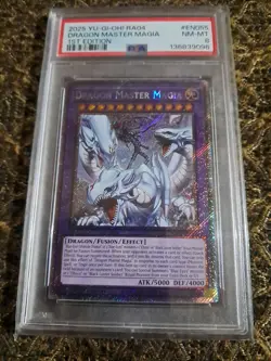 YUGIOH EN055 RA04 DRAGON MASTER MAGIA 1ST EDITION PLATINUM SECRET RARE PSA 8 - Image 5