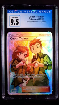 Coach Trainer Full Art 233/236 Unified Minds Gem Mint CGC 9.5 Pokemon Card 2019 - Image 2