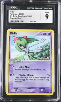 CGC 9 MINT Kirlia 2005 EX Delta Species 47/113 Reverse Holo Stamped Pokemon Card - Image 1