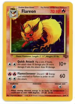 Flareon Holo 3/64 Jungle Unlimited Pokemon Card Damaged - Image 1