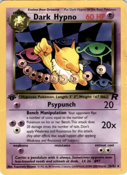 1st Edition Dark Hypno 26/82 Team Rocket Rare Vintage Non-Holo Pokemon Card VG/G - Image 1