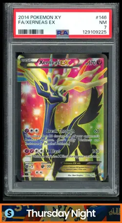 2014 POKEMON XY BASE SET #146/146 XERNEAS EX FULL ART ULTRA RARE PSA 7 - Image 1