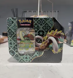 Pokemon TCG Paldean Fates Great Tusk EX Tin Factory Sealed - Image 1
