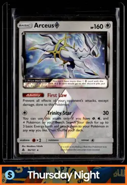 2018 POKEMON SUN & MOON FORBIDDEN LIGHT #96/131 ARCEUS PRISM STAR - Image 1
