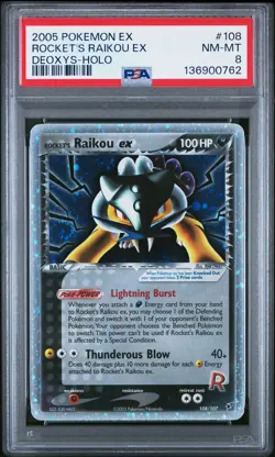 2005 POKEMON EX DEOXYS #108 ROCKET'S RAIKOU EX-HOLO PSA 8 - Image 1