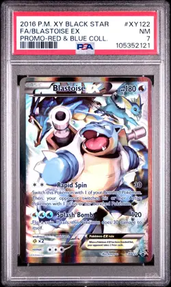 2016 POKEMON XY BLACK STAR PROMO RED & BLUE COLL FULL ART/BLASTOISE EX PSA 7 - Image 1