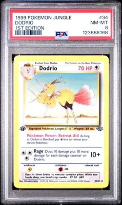1999 POKEMON JUNGLE 1ST ED #34 DODRIO PSA 8 - Image 1