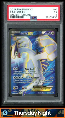 2015 POKEMON XY ANCIENT ORIGINS #94/98 LUGIA EX FULL ART ULTRA RARE PSA 5 - Image 1