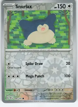 Snorlax 144/191 Common Reverse Holo SV08: Surging Sparks NM Pokemon - Image 1
