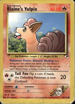 Blaine's Vulpix 65/132 Common WOTC Gym Challenge Pokemon - Image 1