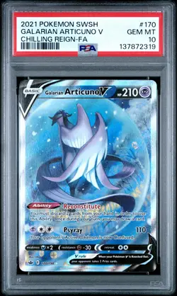 2021 POKEMON SWORD & SHIELD CHILLING REIGN FULL ART/GALARIAN ARTICUNO V PSA 10 - Image 1