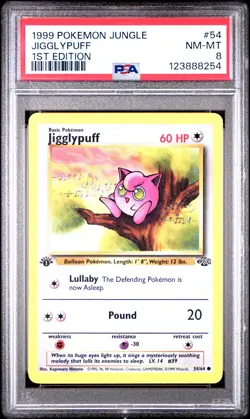 1999 POKEMON JUNGLE 1ST ED #54 JIGGLYPUFF PSA 8 - Image 1