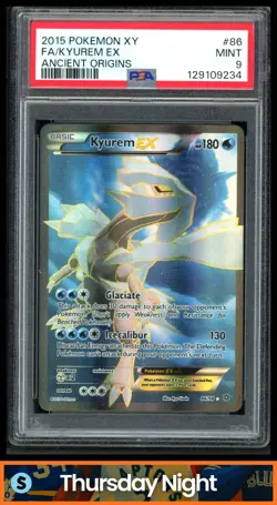 2015 POKEMON XY ANCIENT ORIGINS #86/98 KYUREM EX FULL ART ULTRA RARE PSA 9 MINT - Image 1