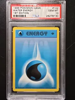 PSA 10 1st Edition Water Energy 102/102 - 1999 Base Set Thick Stamp Pokemon Card - Image 1