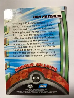 ASH KETCHUM Pokemon Card TCG Topps Tv Animation Edition HEROES & Villains - Image 2