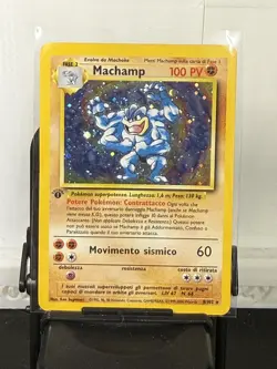 Italian Machamp 8/102 1st Edition Base Set Pokemon Holo Foil NM - Image 1