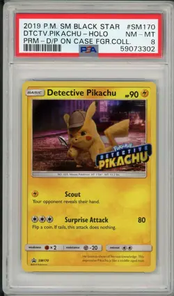 2019 Pokemon Black Star Promo Detective Pikachu Holo #SM170 PSA 8 - Image 1