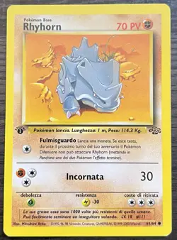 Rhyhorn (Italian) 1st Edition Pokemon TCG WOTC Base Set Jungle 61/64 LP - Image 1