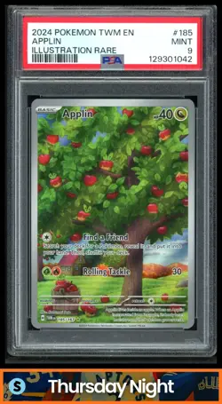 2024 POKEMON SV TWILIGHT MASQUERADE - TWM EN #185/167 APPLIN PSA 9 - Image 1