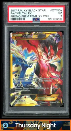 2017 POKEMON XY BLACK STAR PROMO XY COLLECTION #XY150A YVELTAL EX FULL ART PSA 7 - Image 1