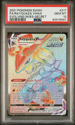 PSA GEM MT 10 2021 POKEMON SWSH FA/RAYQUAZA VMAX EVOLVING SKIES-SECRET #217 - Image 1