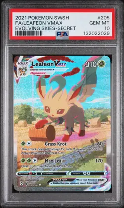 2021 POKEMON SWORD & SHIELD EVOLVING SKIES SECRET FULL ART/LEAFEON VMAX PSA 10 - Image 1