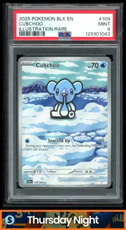 2025 POKEMON SV BLACK BOLT - BLK EN #109/086 CUBCHOO ILLUSTRATION RARE PSA 9 - Image 1