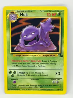Pokemon TCG Muk 28/62 Fossil Regular Non-Holo Rare LP Condition - Image 1