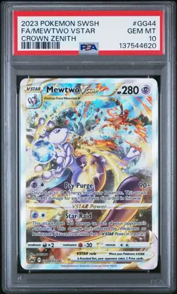Mewtwo VStar PSA 10 2023 Pokemon Sword Shield Crown Zenith Galarian Gallery GG44 - Image 1