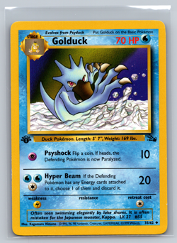 1999 Pokemon TCG Golduck #35/62 1st Edition Stage 1 Uncommon Fossil Set WOTC NM - Image 1