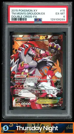 2015 POKEMON XY DOUBLE CRISIS #15/34 TEAM MAGMA'S GROUDON EX FA ULTRA RARE PSA 6 - Image 1